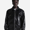 Unisex PU Leather Collared Varsity Jacket