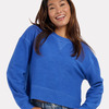 Women's Rib Knit Corded Boxy Crewneck Sweatshirt