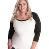 Women's Curvy Collection Baseball Three-Quarter Sleeve Tee